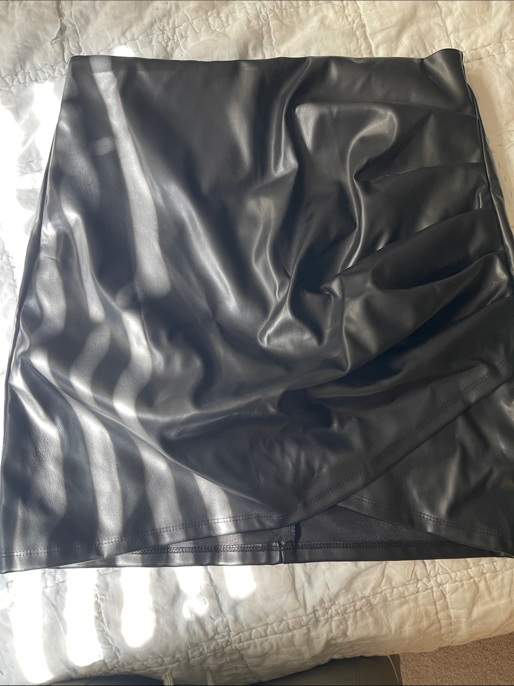 Black Faux Leather Mini Skirt - Women